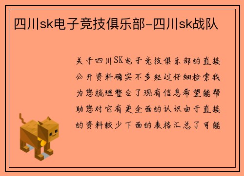 四川sk电子竞技俱乐部-四川sk战队